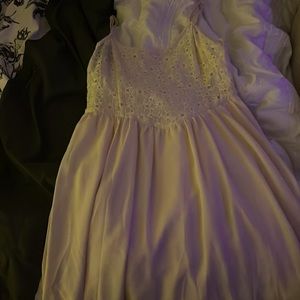 white gown, flower decorated top half